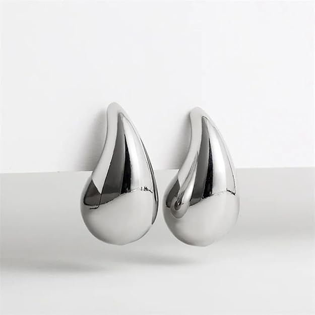 Posh Glimmer 2 Pairs Combo Celebrity Inspired Stylish Gold Silver Plated Teardrop Earrings Dupes for Women Girls