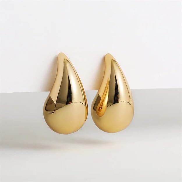 Posh Glimmer 2 Pairs Combo Celebrity Inspired Stylish Gold Silver Plated Teardrop Earrings Dupes for Women Girls