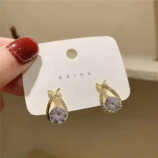 Posh Glimmer Cross Bling Minimal Earrings