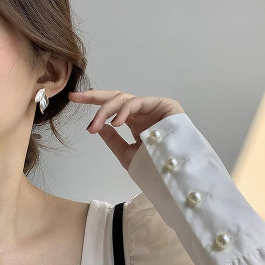 Posh Glimmer Elegant Leaf Earrings