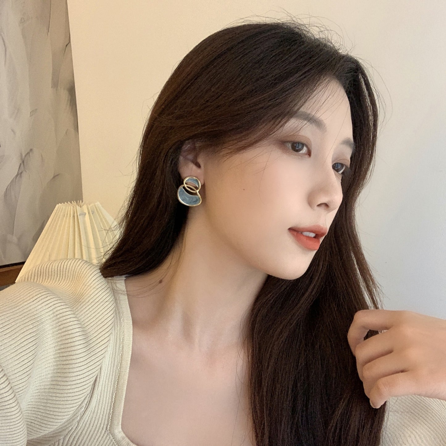Posh Glimmer Minimalist Blue Resin Earrings for Women
