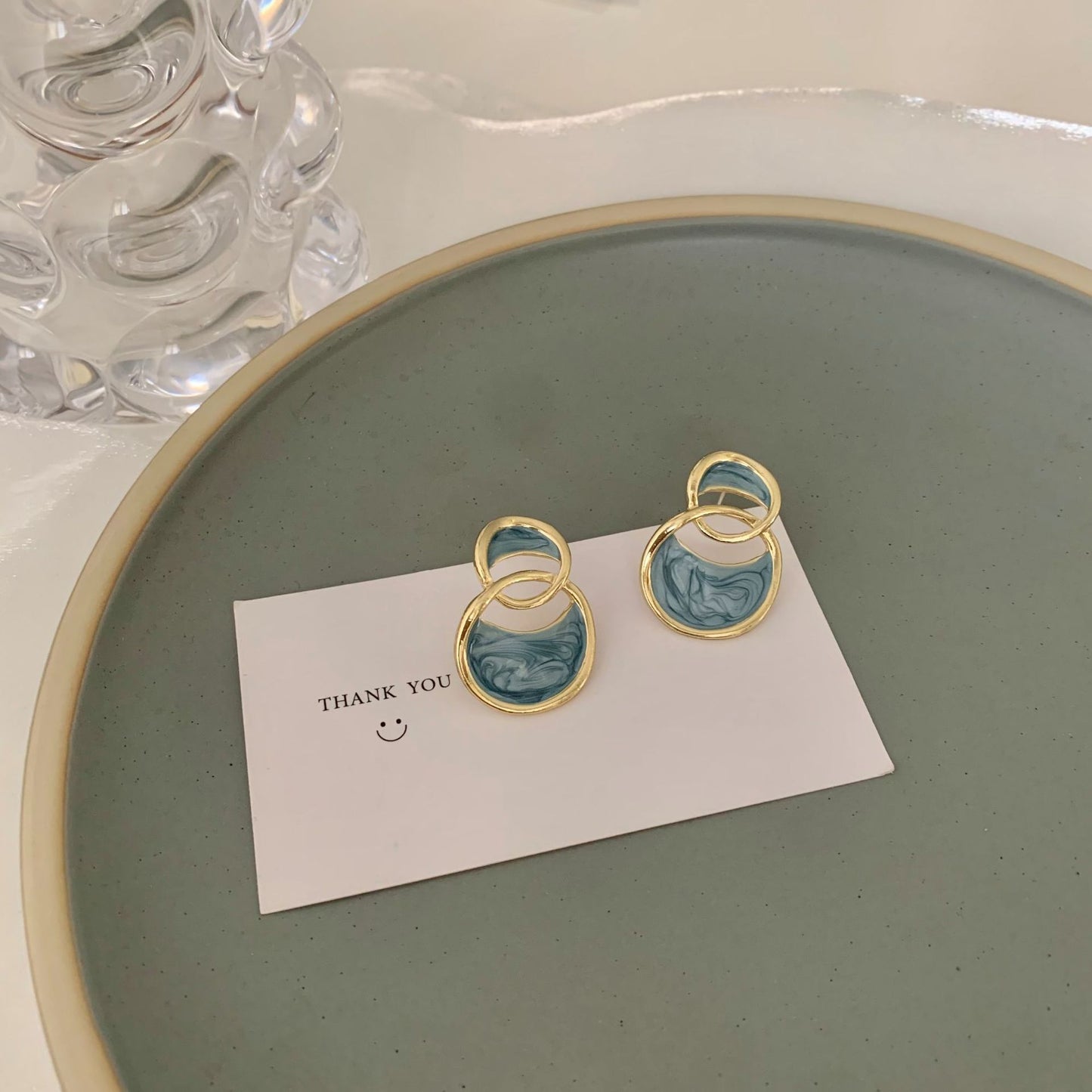 Posh Glimmer Minimalist Blue Resin Earrings for Women