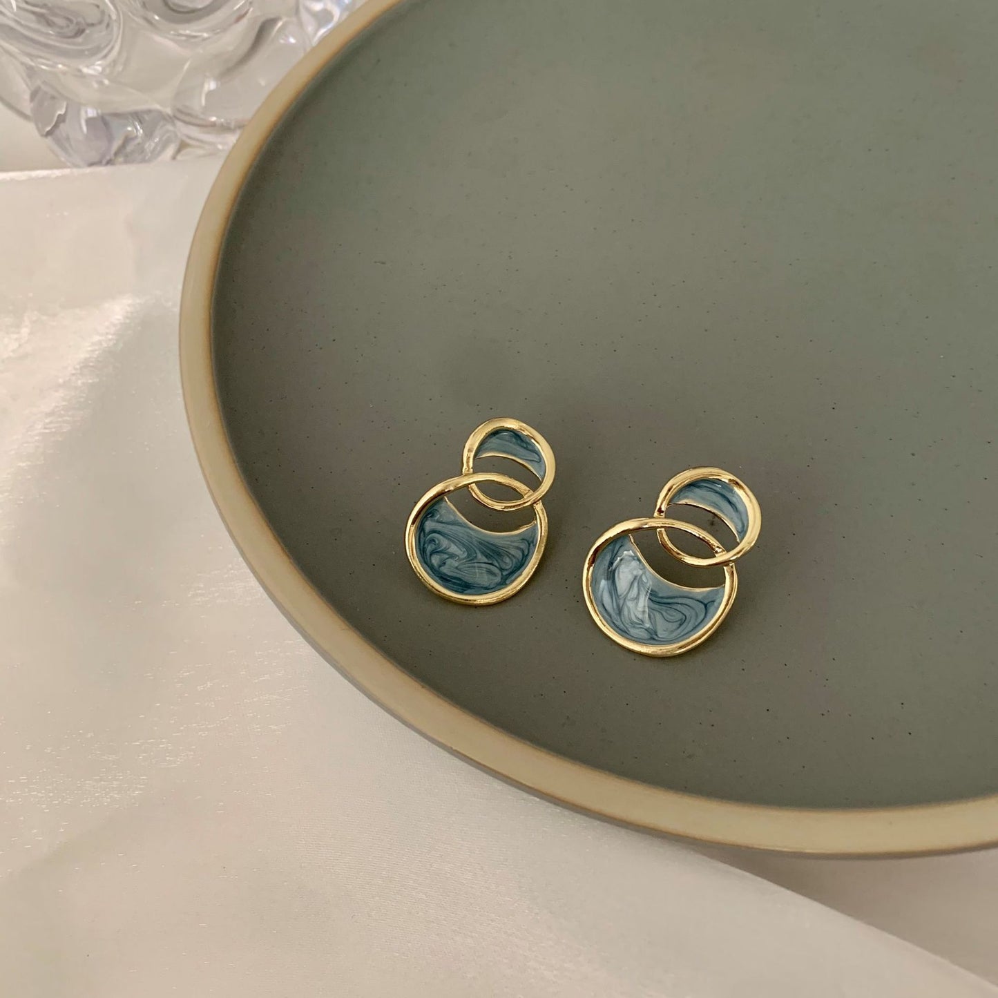 Posh Glimmer Minimalist Blue Resin Earrings for Women