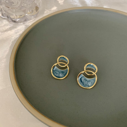 Posh Glimmer Minimalist Blue Resin Earrings for Women